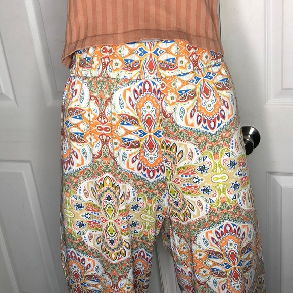 Sunny Leigh NWT Women’s Knit Print Pants color India Orange size Lg - Picture 1 of 4